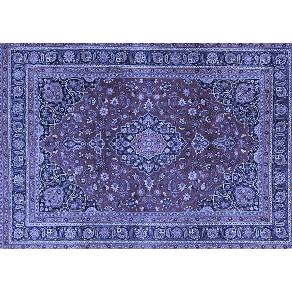 Ahgly Company Machine Washable Indoor Rectangle Medallion Blue Traditional Area Rugs, 5' x 7'
