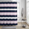 thumbnail image 4 of Navy Blue Pink Stripe Shower Curtains for Bathroom, Modern Abstract Washable Fabric Shower Curtain with Hooks Waterproof Bathroom Decor Sets, 72 x 72 Inches, 4 of 9