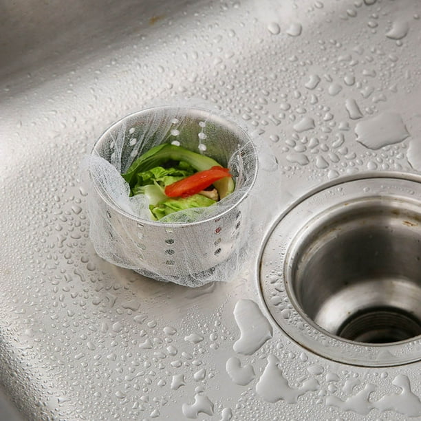 Filtros desechables de malla para lavabo y ducha de 100 - Coladores finos de malla de 10x9 cm para cocina y baño - Recogidor de pelo de tela de malla PE, filtro de residuos de comida, protectores de