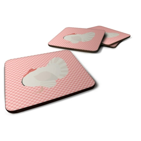 

Carolines Treasures BB7983FC White Holland Turkey Pink Check Foam Coaster Set of 4 3 1/2 x 3 1/2 multicolor