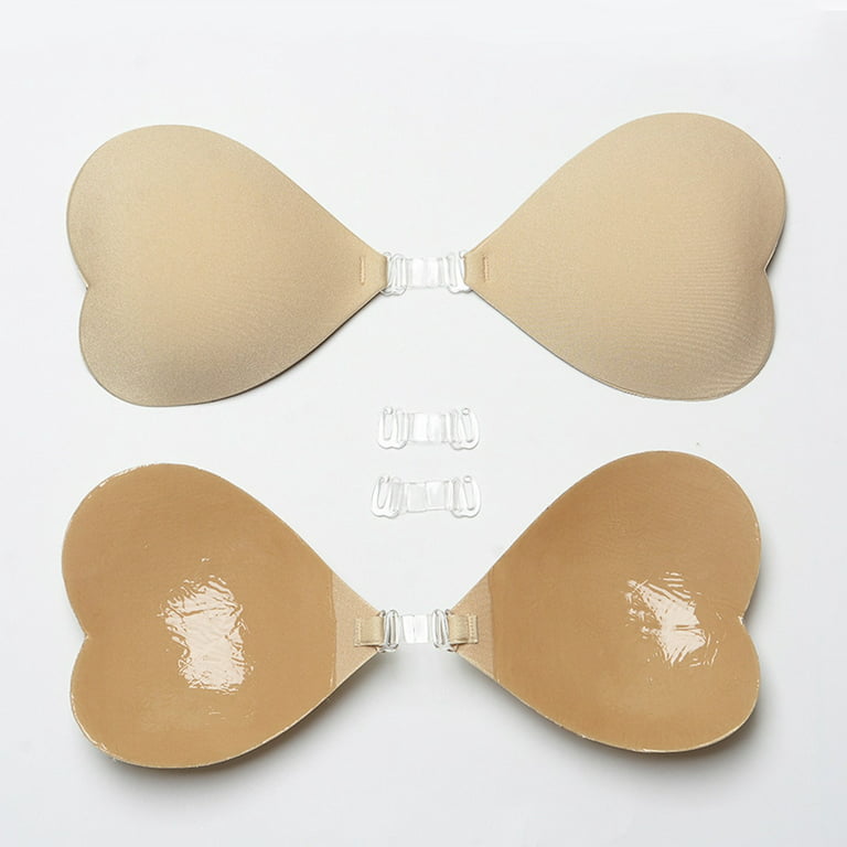 Yuelianxi Women Heart Shape Invisible Sticky Bra Breathable Strapless Bra  Adhesive Push Up Backless Bras For Wedding Dress 
