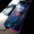 thumbnail image 1 of Alfombrilla de ratón RGB para juegos, alfombrilla de escritorio colorida y luminosa, Color Azul, Morado, Nube espacial, para ordenador de escritorio, Bloc de notas para universo LIUWENJING unisex, 1 of 2