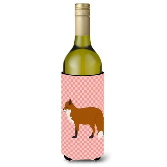 Red Fox Pink Check Wine Bottle Beverge Insulator Hugger