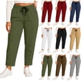 thumbnail image 1 of Pincandy Women's Plus Size Solid Color Fashion Elastic Waist Corduroy Wide Leg Pants with Pockets, Loose Fit, Casual & Daily Wear, 1 of 7