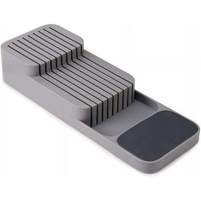 Drawer Knife Rack, Kitchen Knife Storage - Plastic, Gray