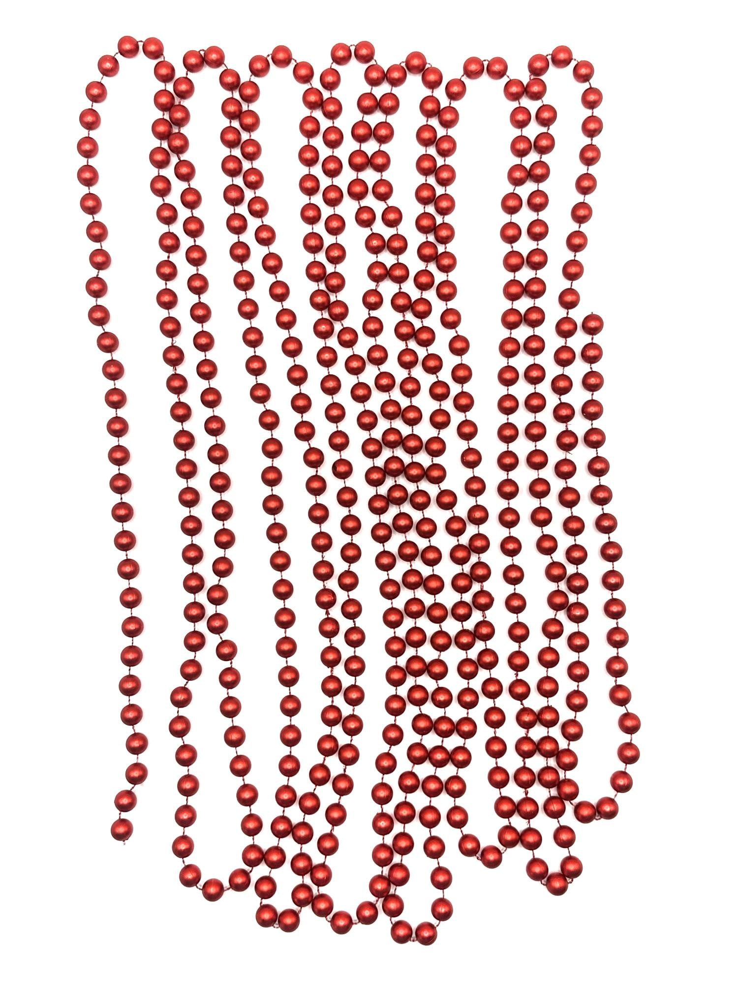 Holiday Time 18-Foot Matte Red Beaded Garland for Christmas Trees and Holiday Decorating, 18ft Matte Red Beaded Garland