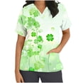 thumbnail image 3 of BiZtdJrK St Patrick's Day Scrub Tops for Women Short Sleeve V-Neck Printed Scrubs Top Holiday Medical Nursing Uniforms Going Out Outfits Mint Green XL Prime By Hour, 3 of 6