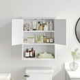 thumbnail image 3 of Flash Furniture Farmhouse Wall Mounted Bathroom Medicine Cabinet Storage Organizer with 2 Magnetic Closure Doors, Adjustable Shelf, and Lower Open Shelf in White, 3 of 11