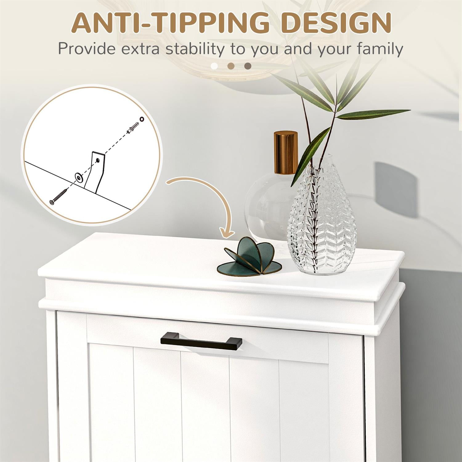 Demi Bonn 32" Shoe Storage Cabinet with 2 Flip Drawers for 10 Pairs, Compact Organizer for Entryways & Hallways, White