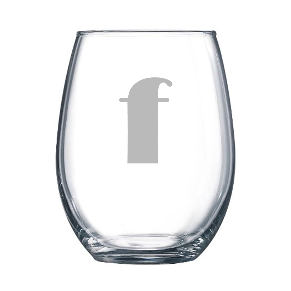 4-pc Broadway Personalized 15 oz Stemless Wine Glass, Letter F ...