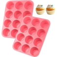 thumbnail image 1 of Silicone Muffin Mold, 2 Piece Muffin Mold, Cupcake Mold, Muffin Mold, Pink Muffin, Silicone Cupcake Mold, 12 Cavities Suitable for Muffins Cupcakes Br, 1 of 5