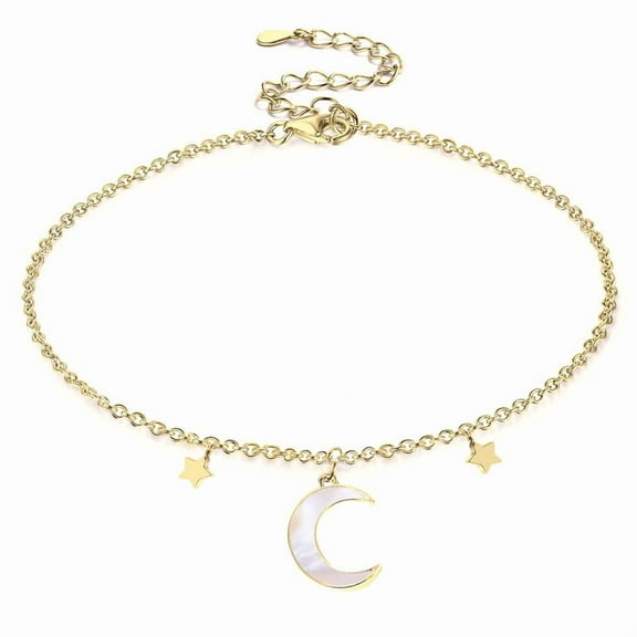 Alexcraft Gold Bracelet for Women, 14K Gold Plated Dainty Star Charm Cable Minimalist Stacking Layered Adjustable Link Jewelry Gift