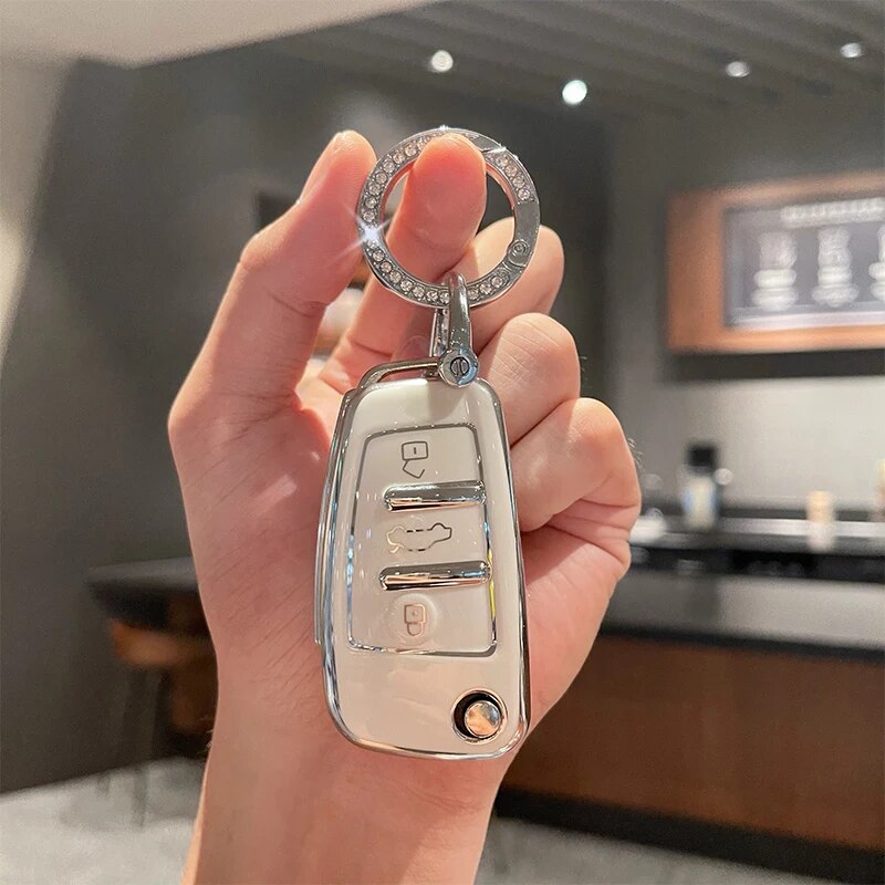 For Audi Key Cover A4 Q7 Q5 TT A3 A6 SQ5 R8 S5 Car Key Case Shell Fashion Keychain Fit Audi Key Ring