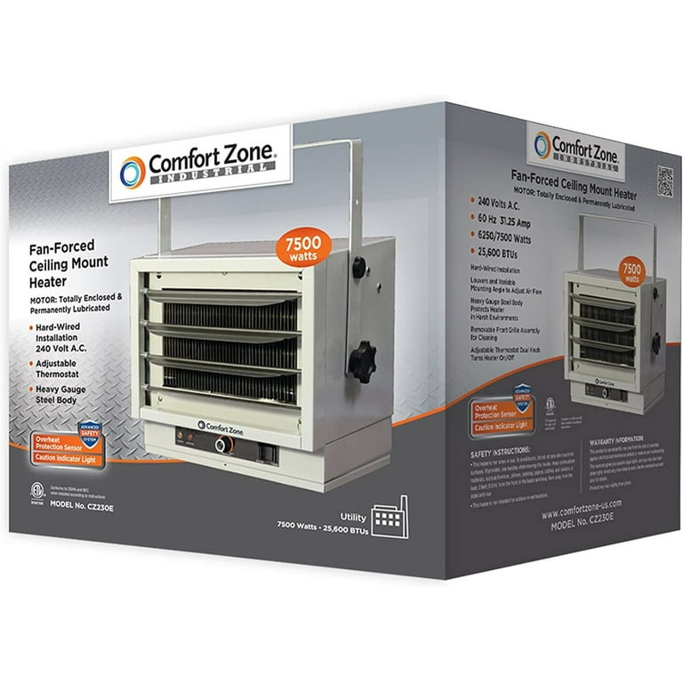 Comfort Zone 240V 25600 BTU Ceiling Mount Garage Heater - Walmart.com