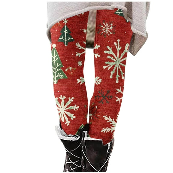 Mingw Christmas Leggings for Women High Waisted Workout Leggings Soft Stretchy Yoga Pants Christmas Snowflake Print Ankle Length Tights Trousers,Multicolor,S
