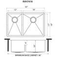 thumbnail image 2 of Ruvati USA RVH7418 33 in. Low-Divide Undermount 40-60 Double Bowl 16 Gauge Rounded Corners Stainless Steel Kitchen Sink, 2 of 7