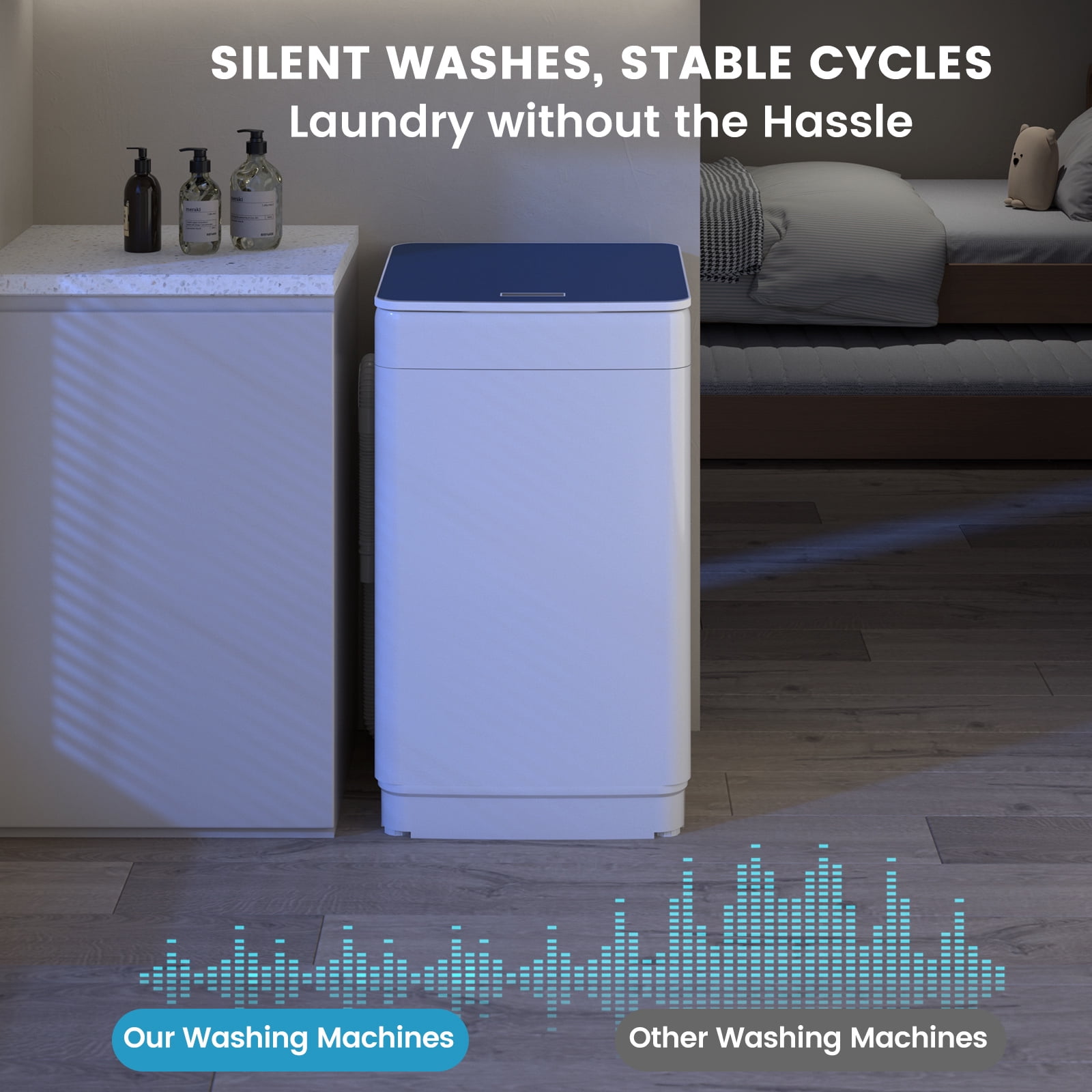 Zynkez 18Lbs Portable Full Automatic Washing Machine, Washer and Spin Dryer Combo with LED Display, Compact Laundry Washer Machine with 7 Wash Programs, Built-in Drain Pump