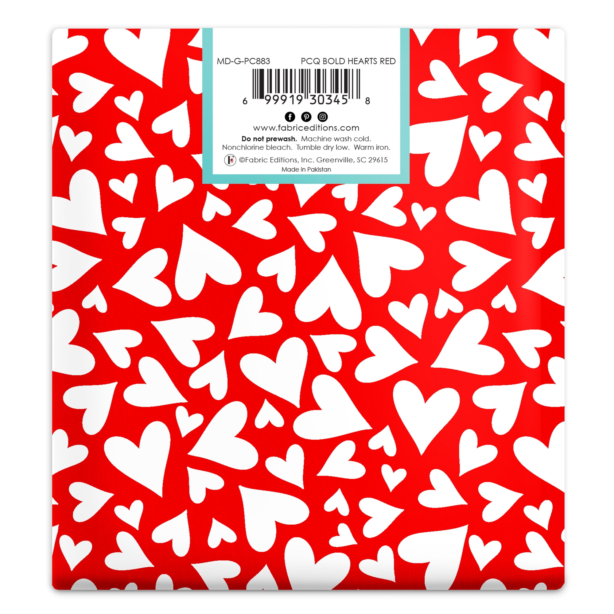 Create It 18"x21" Cotton Hearts Precut Sewing & Craft Fabric, Red 10 Pieces