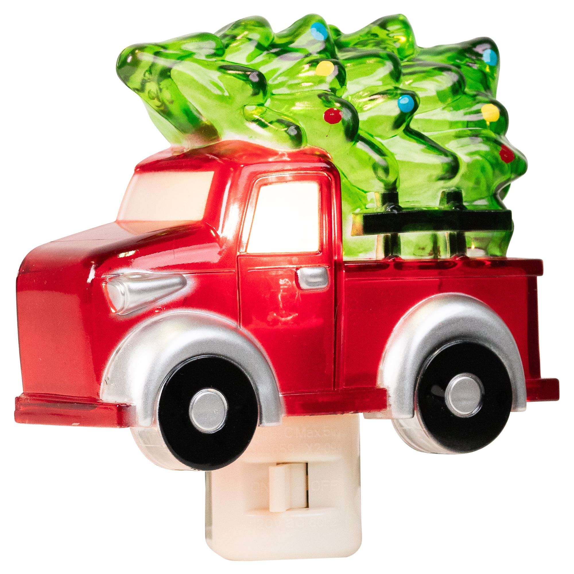 Vintage Pick-Up Truck with Tree Christmas Night Light - 4.5" - Red and Green