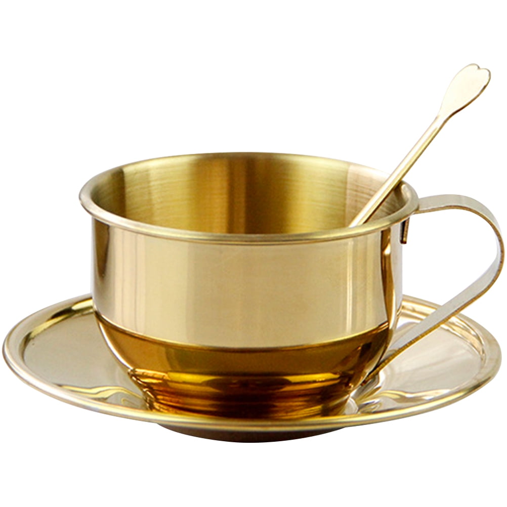 Steel Coffee Cup with Square Saucer & Spoon – LoveÉcru