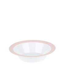 EcoQuality 14 oz Round White Plastic Heavy Duty Bowls with Pink Rim Design Disposable - Disposable China Like Party Bowls, Heavy Duty Salad Bowls, Serving Bowl, Dessert, Wedding, Serveware (110 Pack)