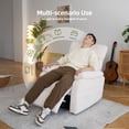 thumbnail image 2 of Power Swivel Rocker Recliner Chair, Oversized Recliner Chairs for Adults, Corduroy Overstuffed Reclining Chair with USB and Type-C Ports for Living Room, White, 2 of 9