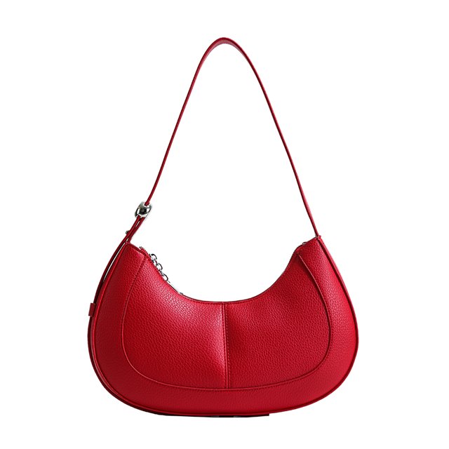Likrtyny Bolso Cuero PU Con Forma Media Sólido para Mujer Bolso Mano Bolso Mano (rojo)