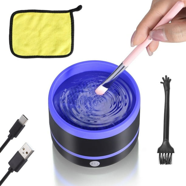 Limpiador de brochas de pintura eléctrico, máquina limpiadora de brochas de maquillaje, herramienta de limpieza de brochas cosméticas, limpiador de brochas USB portátil para acrílico, acuarela, óleo,