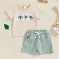 thumbnail image 2 of JUMEYU Baby Boy Outfits Newborn Summer Toddler Baby Boy Outfit Short Sleeve Embroidery Tshirt with Plaid Shorts Summer Clothes 0 6 Months (White,0-6 Months), 2 of 8