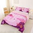 thumbnail image 2 of jejeloiu Pink Ocean Whale Art Full Size Comforter Sets For Girls,Underwater Coral Scene Bedding Comforter Set,Purple Pink,Pink Reversible,3 Pieces,1 Comforter and 2 Pillowcases, 2 of 7