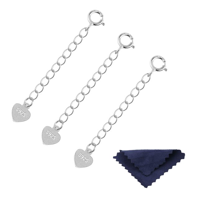 Extensores de collar ALEXCRAFT de plata de ley de 2 pulgadas (3 unidades)
