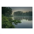 thumbnail image 2 of Forest Cutting Board, Lake in Natura Reserve Springendal Netherlands Foggy Morning in Woods Ecology, Decorative Tempered Glass Cutting and Serving Board, Large Size, Green Purplegrey, by Ambesonne, 2 of 5