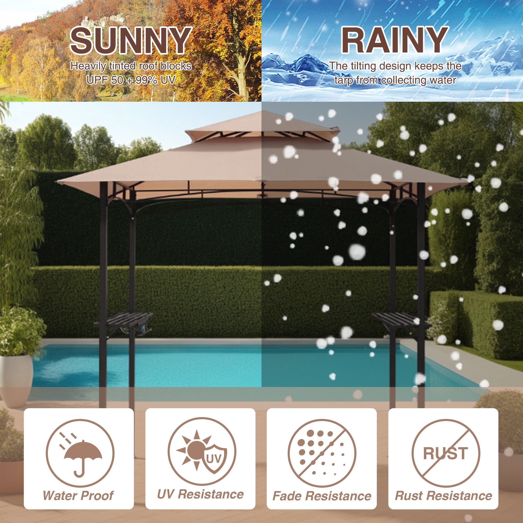 Abble 5' x 8' Outdoor Barbecue Grill Gazebo, Patio BBQ Pagoda