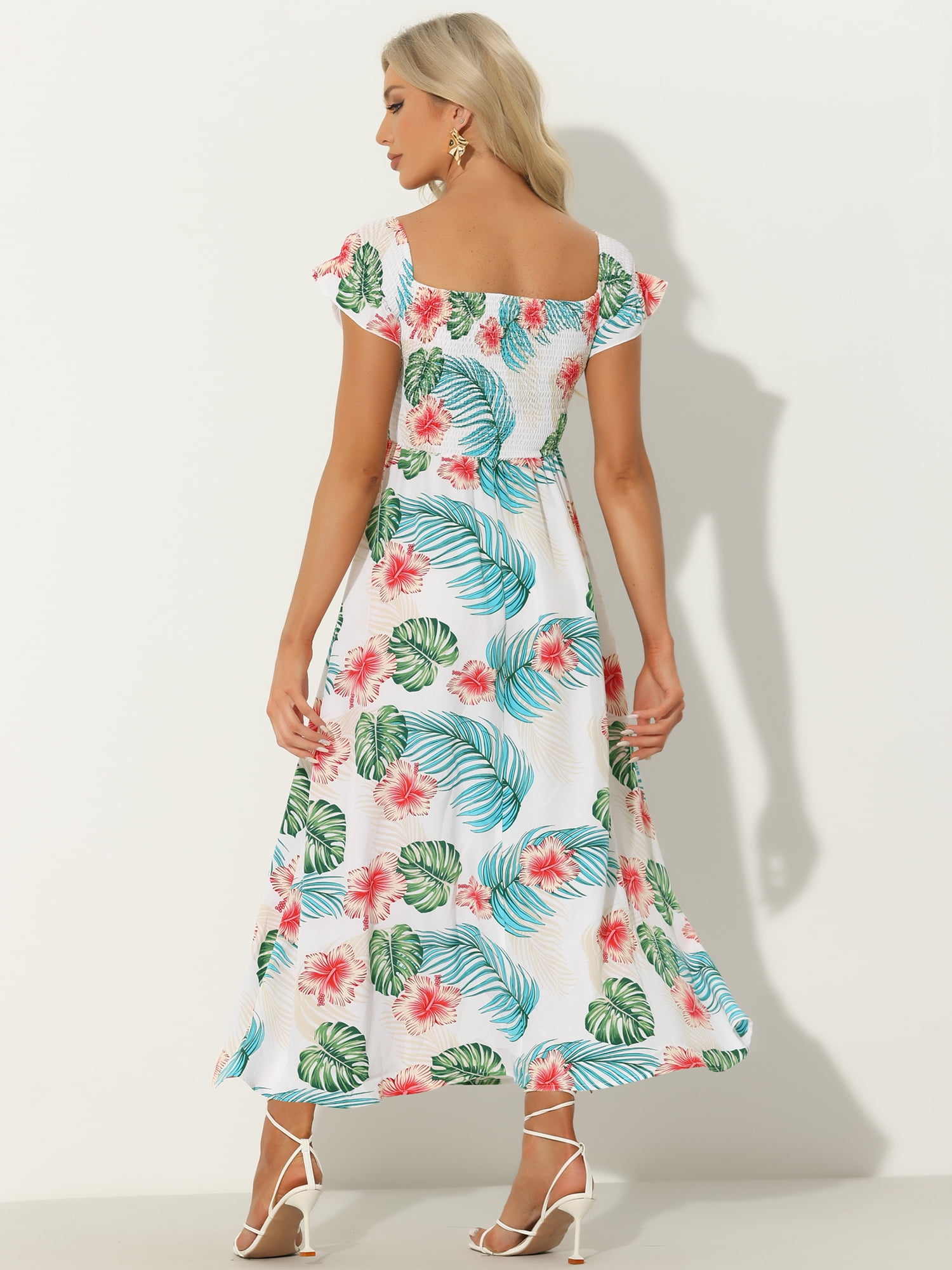 DARING DIVA Floral Dress Midi Beach Summer Dress M White