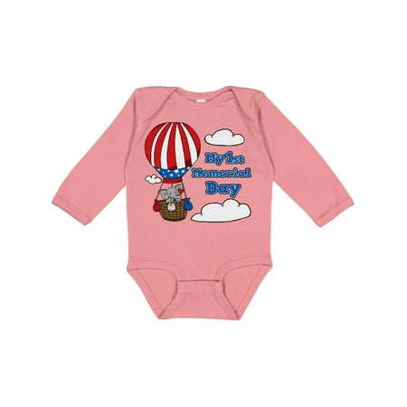 

Inktastic My 1st Memorial Day-Hot Air Balloon Elephant Gift Baby Boy or Baby Girl Long Sleeve Bodysuit