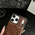 thumbnail image 3 of TECH CIRCLE for iPhone 17 Pro Max Premium Real Leather+TPU Case with Metal Magnetic Folding Stand,Luxury Leather Invisible Stand Non-Slip Military-Grade Shockproof Full Cover,Brown, 3 of 9