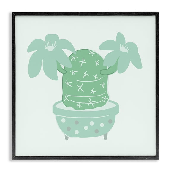 Stupell Industries Eclectic Green Cactus Flower Blooming Plant Black Framed Giclee Art, 12 x 12, by Lil' Rue