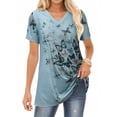 thumbnail image 3 of QAFOPEH Womens Clothes Butterfly Print Blouses Short Sleeve Shirts Extra Tunic Top, 3 of 6