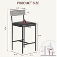 thumbnail image 3 of Set of 2 counter - height bar stools con back y footrest: pu leather forrado bar sillas para kitchen island, dining room, y home bar in gris, 3 of 7