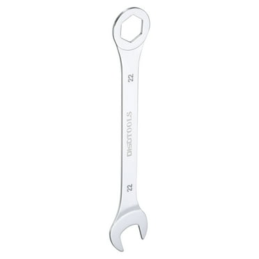 Uxcell 22mm 6-Point Thin Combination Wrench Double Ended Box and Open End Chromes Plated Steel, Silver