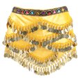 thumbnail image 1 of BRIGHTFUFU Falda creativa para mujer, pañuelo para danza del vientre, con monedas de diamantes, para mujeres y niñas (amarillo), 1 of 8