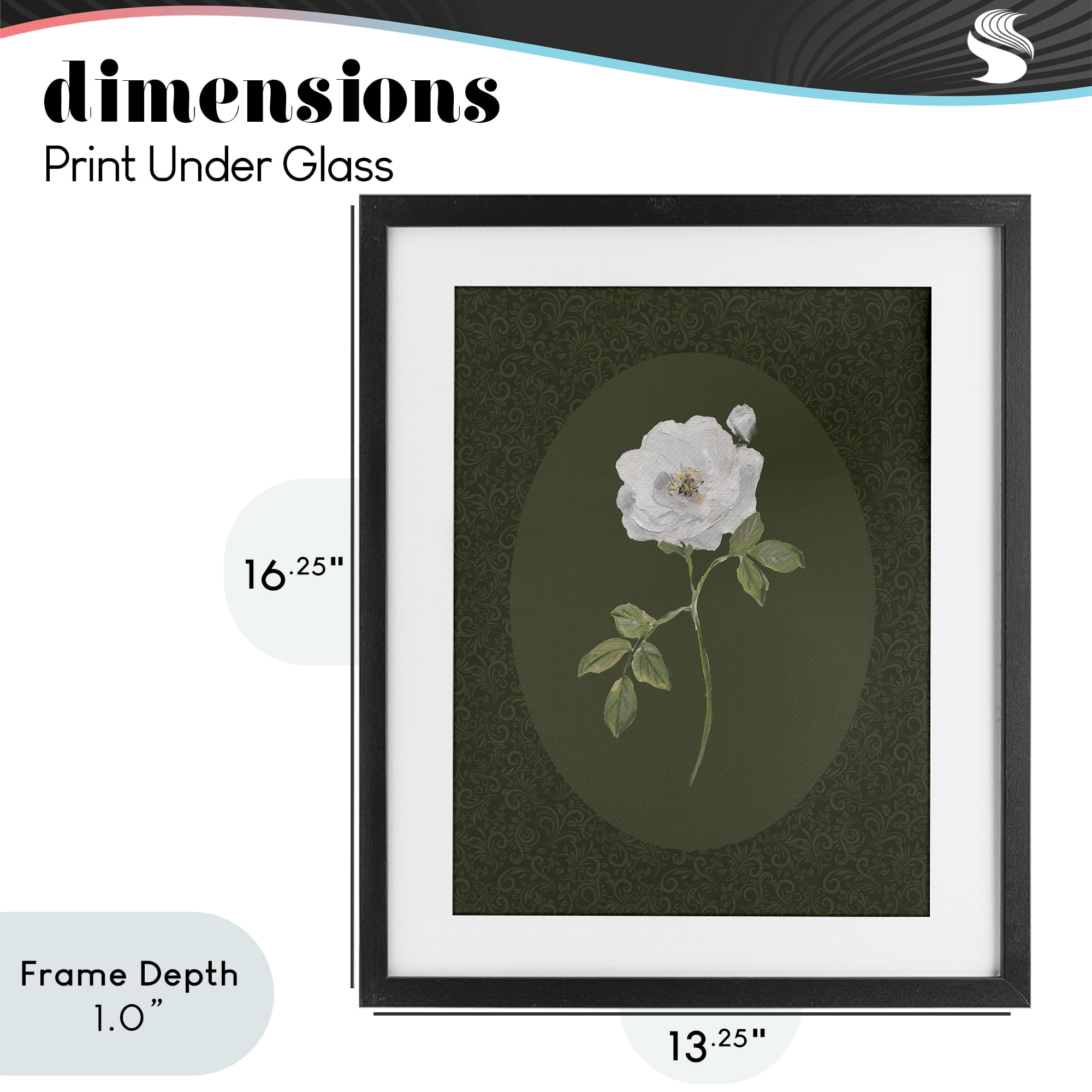 Stupell Industries Emerald & White Oval Rose Black Framed Print Under Glass, design by Sally Swatland