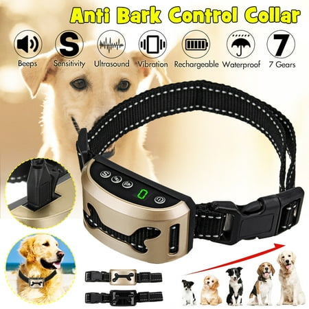 New Waterproof Anti-Bark Control Dog Training Collar Device LCD 7 Gears Sensitivity System USB Rechargeable No Barking Pet Ultrasonic Harmless Adjustable Humane Vibration