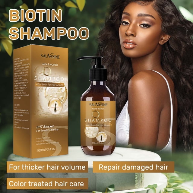 Champú de biotina para el crecimiento y fortalecimiento del cabello | Fórmula nutritiva e hidratante para el cuero cabelludo | Reduce la rotura para el adelgazamiento del cabello quebradizo | Sin