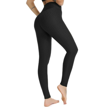 FITTOO Women High Waist Booty Ruched Textured leggings Butt Lift Tummy Trousers Workout Runnning Pants