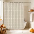 thumbnail image 4 of Cream Gingham Shower Curtain, Waterproof Shower Curtains for Bathroom, Modern Minimalist Geometric Plaid Washable Fabric Bathtub Curtain Set Bath Decor with 12 Hooks Stall 36"x72", 4 of 8