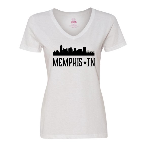 Inktastic Memphis Tennessee City Skyline Women's V-Neck T-Shirt