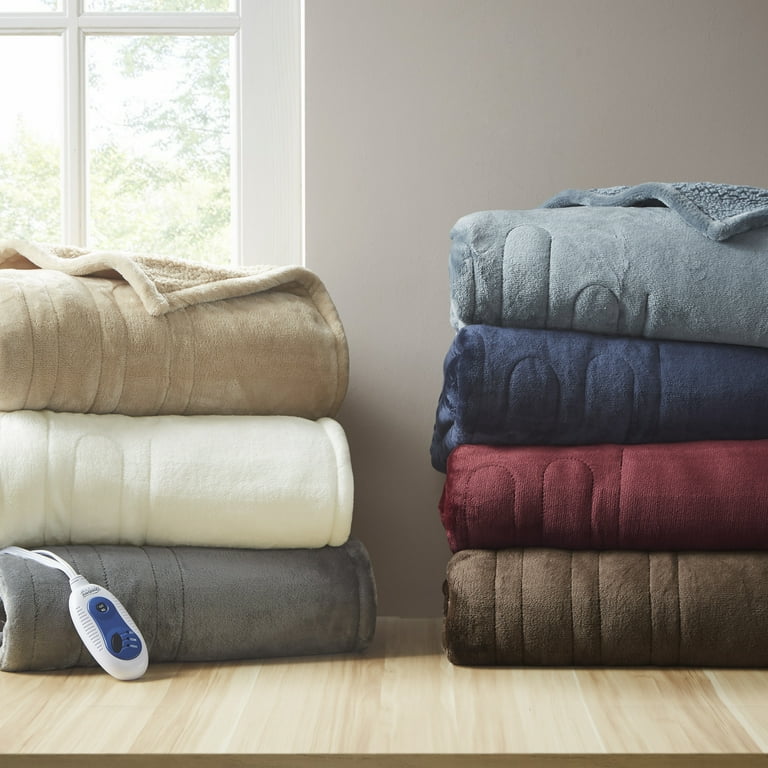 Beautyrest Heated Microlight to Berber Solid Throw, 60x70, Blue -  Walmart.com