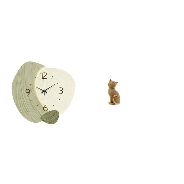 Reloj De Pared De Dibujos Animados Silencioso, Estatua De Gato, Figura Decorativa De Resina, Adorno Coleccionable Para Cocina, Oficina, Entrada De Casa De Campo, Estantería, Sala De Estar,