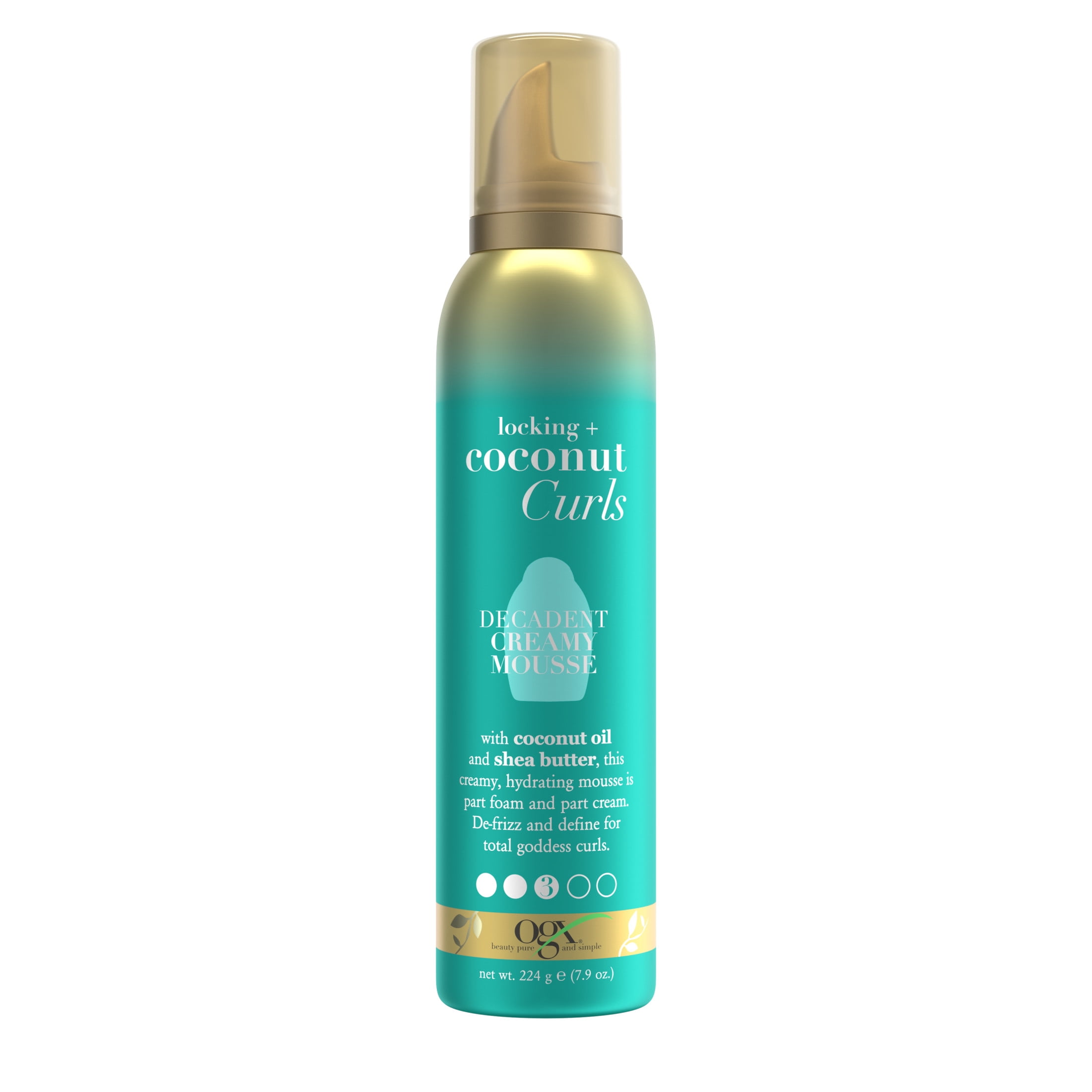 (3 pack) OGX Locking + Coconut Curls Enhancing Decadent Creamy Hair Styling Mousse, 7.9 oz